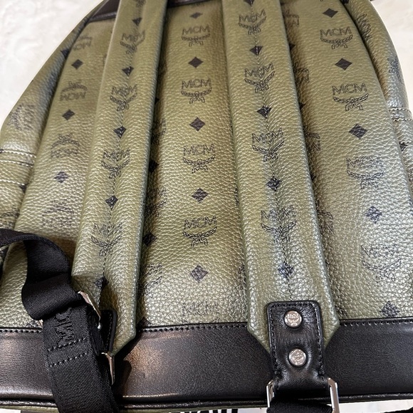 MCM Dark Green Logo Backpack - Picture 8 of 16